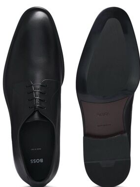 Boss Black Leather Lace-Up Oxford Dress Shoes